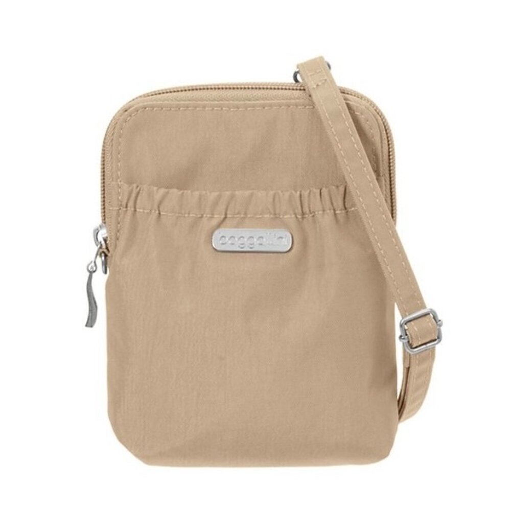 Baggallini Bryant RFID Crossbody Wristlet Bag Tan Beach